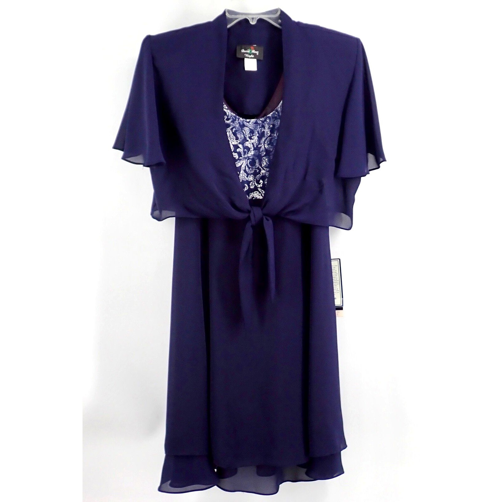 Royal Blue David Rose Size 16 Formal 2 Piece Dress Jacket Set Knee Length Nwt
